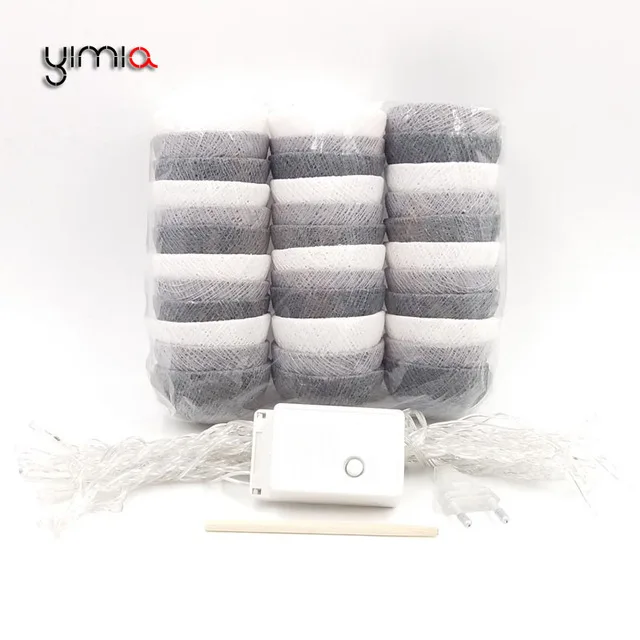EU 5M 20 Leds YIMIA DIY 20 шт./компл. ватным тампоном светодиодный гирлянда Рождественский гирлянды для дома Свадебная вечеринка украшения освещение напольный светильник - Испускаемый цвет: EU 5M 20 Leds