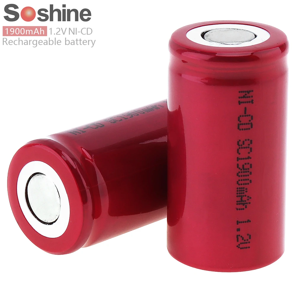 Soshine 2шт 1 2 V NI CD SC 1900mAh аккумуляторная батарея с плоской головкой