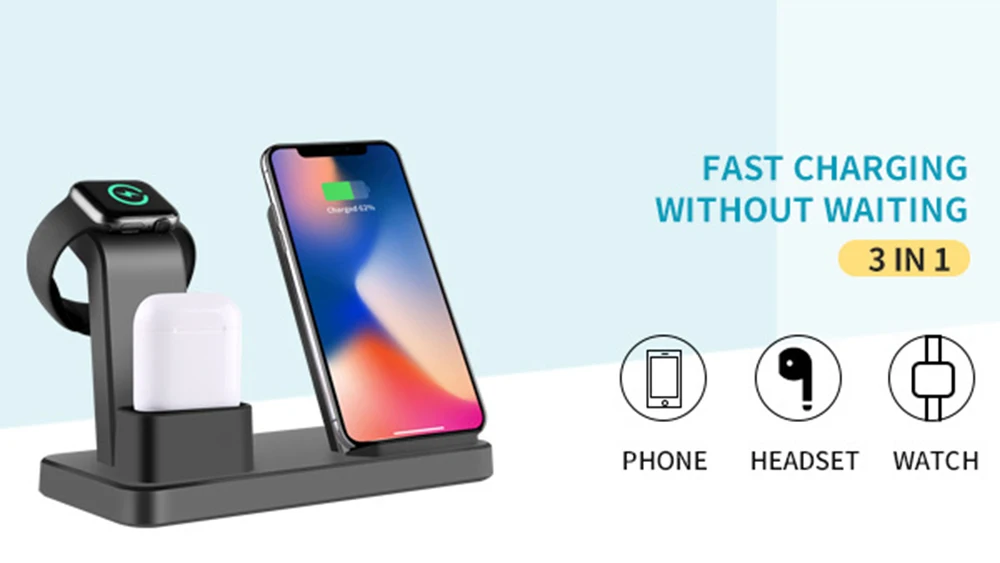 Беспроводное зарядное устройство док-станция для Apple Watch iPhone 3 в 1 usb зарядка держатель для Xiaomi 9 huawei samsung кронштейн Подставка