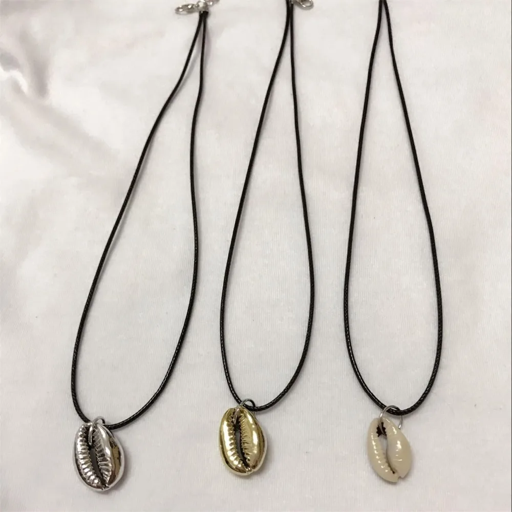 Харадзюку бохо уличный шик простой вид Cowrie море золото натуральный корпус колье