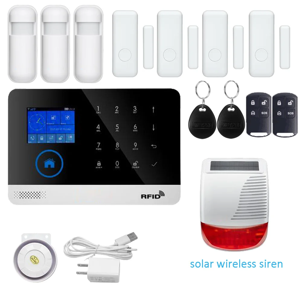 H KIT Домашняя безопасность Wi-Fi GSM SMS сигнализация IP камера RFID и мобильный телефон контроль Беспроводная дверь открытая сигнализация детектор дыма - Цвет: H KIT