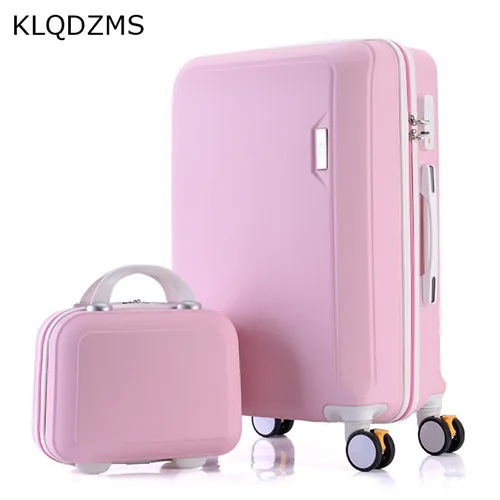 a set Klqdzms 2 шт./компл. прекрасный 1" косметичка 20/22/24/26 дюймов сумки на колёсиках наборы девушка тележка Чехол чемодан женщина на колесах - Цвет: a set