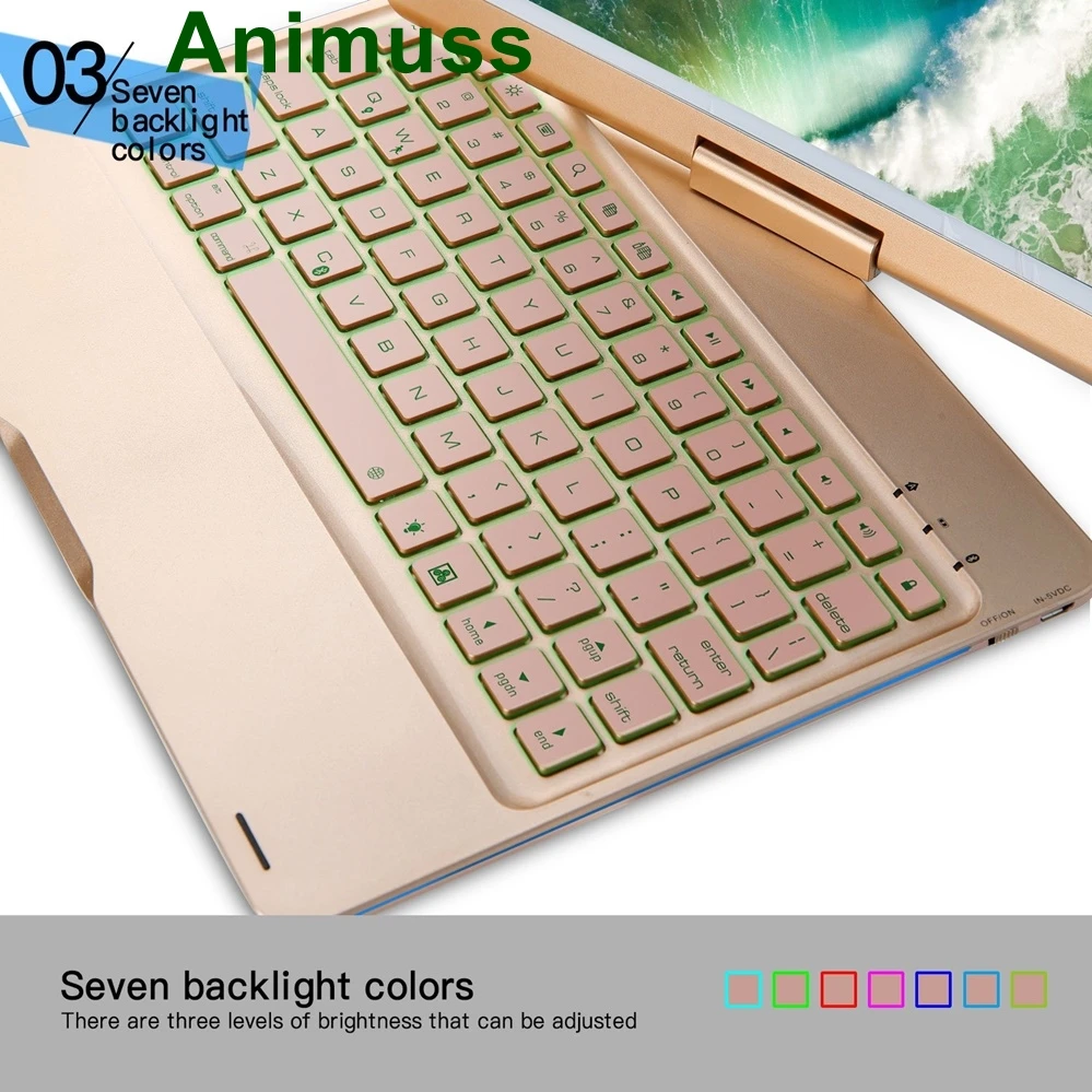 Для iPad Pro 10 5 чехол для клавиатуры ANIMUSS 7 цветов с подсветкой дыхательный свет BT