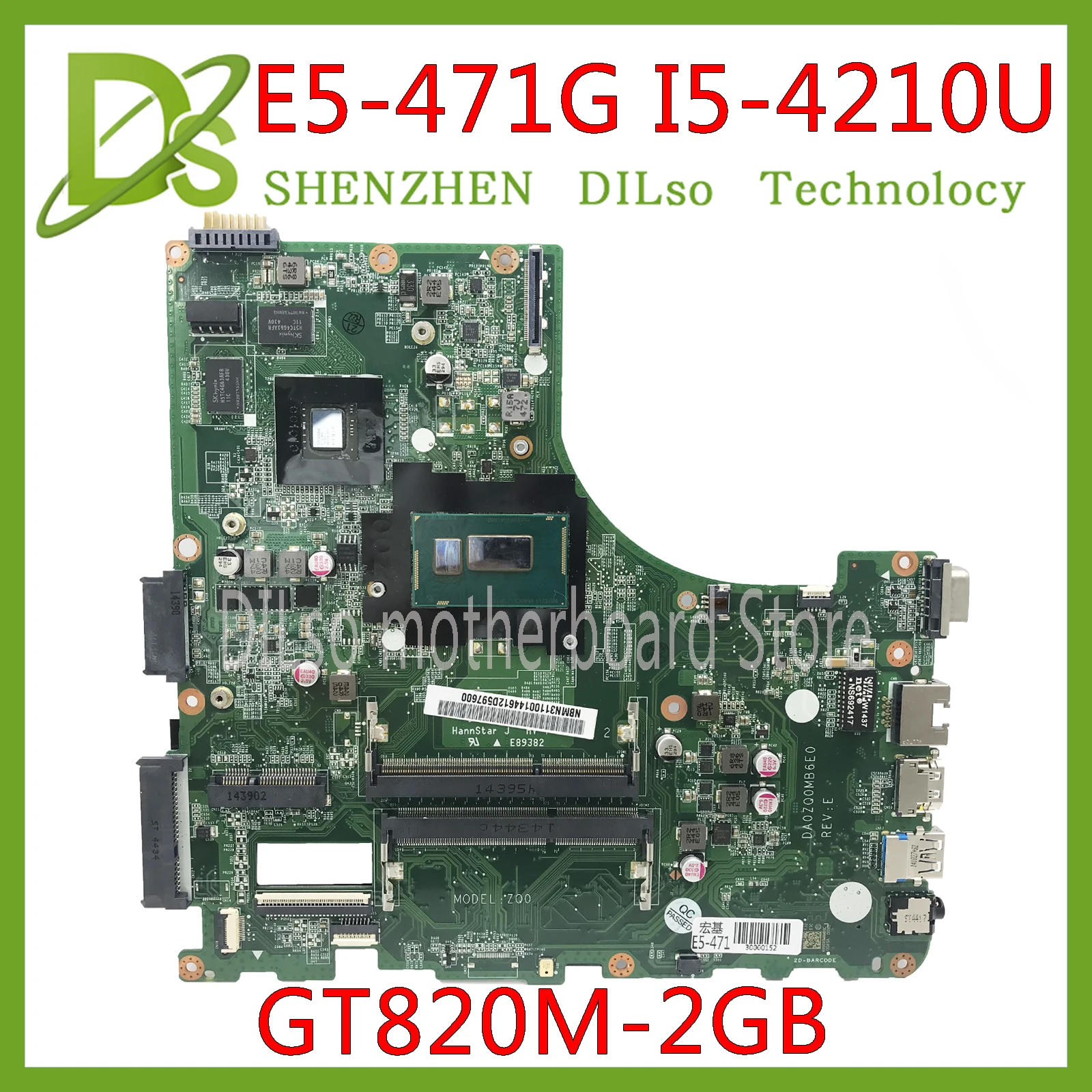 KEFU DA0ZQ0MB6E0 For Acer aspire E5-471 E5-471G V3-472P Laptop Motherboard I5-4210U CPU with GT820M GPU original Mainboard | Компьютеры и