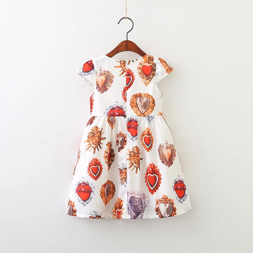 Toddler Girl Summer Designer Dress Luxury Diamond Print Little Cotton White A-line Party Frocks Child 3 To 8 Year Old | Детская одежда