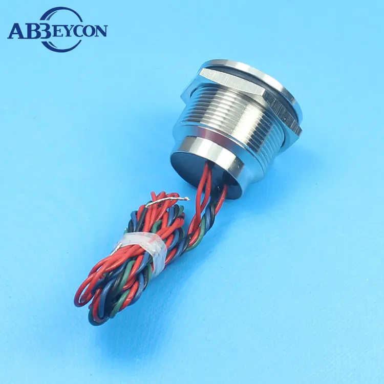 22 мм нержавеющая RGB кольцевая Светодиодная лампа нормально открывается 0.2A 12/24VAC/DC