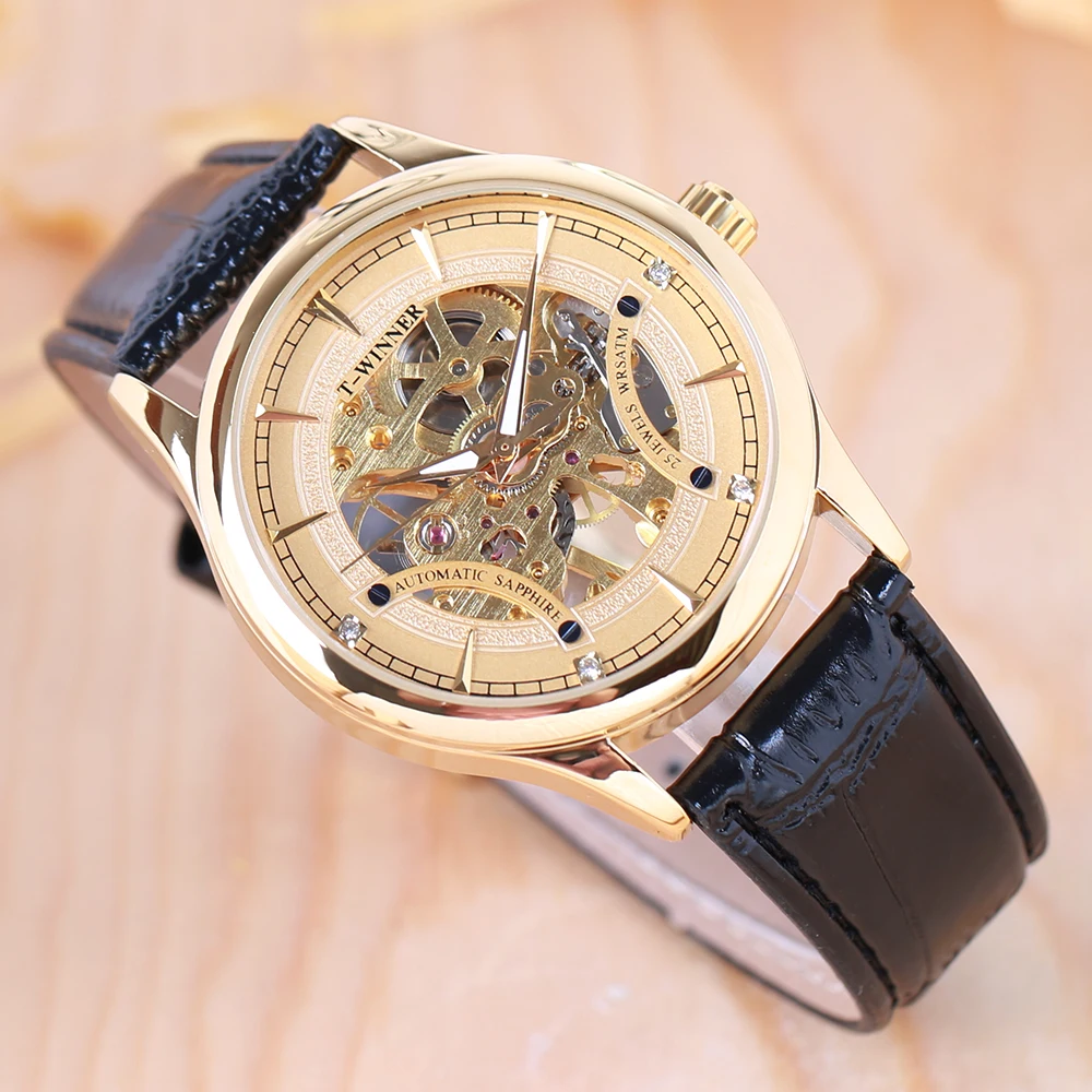 Часы наручные Winner Мужские механические модные дизайнерские брендовые роскошные