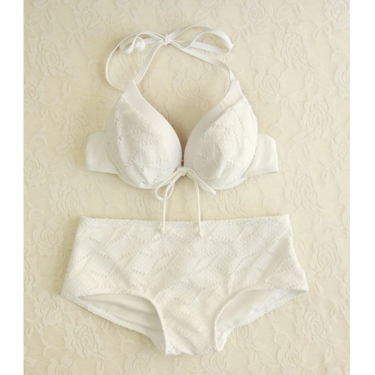 Бикини 2017 новинка пуш-ап женский кружевной купальник Ретро стиль черный белый