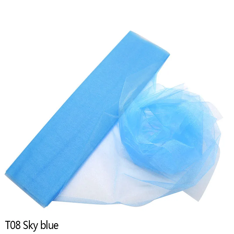 sky blue 10 м* 48 см прозрачная ткань из органзы с кристаллами, тюль в рулоне для украшения свадебной вечеринки, дня рождения, праздника, декоративные принадлежности - Цвет: sky blue