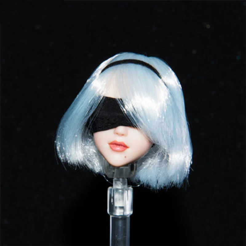 1/6 Anime Nier 2B Female Head Sculpt Short Hair Model Accessories for 12'' Action Figure Body | Игрушки и хобби