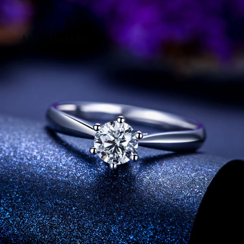ANI 18 К Solid White Gold(AU750) для женщин обручение кольцо 0,3 КТ Сертифицированный I/SI Solitaire природных алмазов 6 когти классические кольца