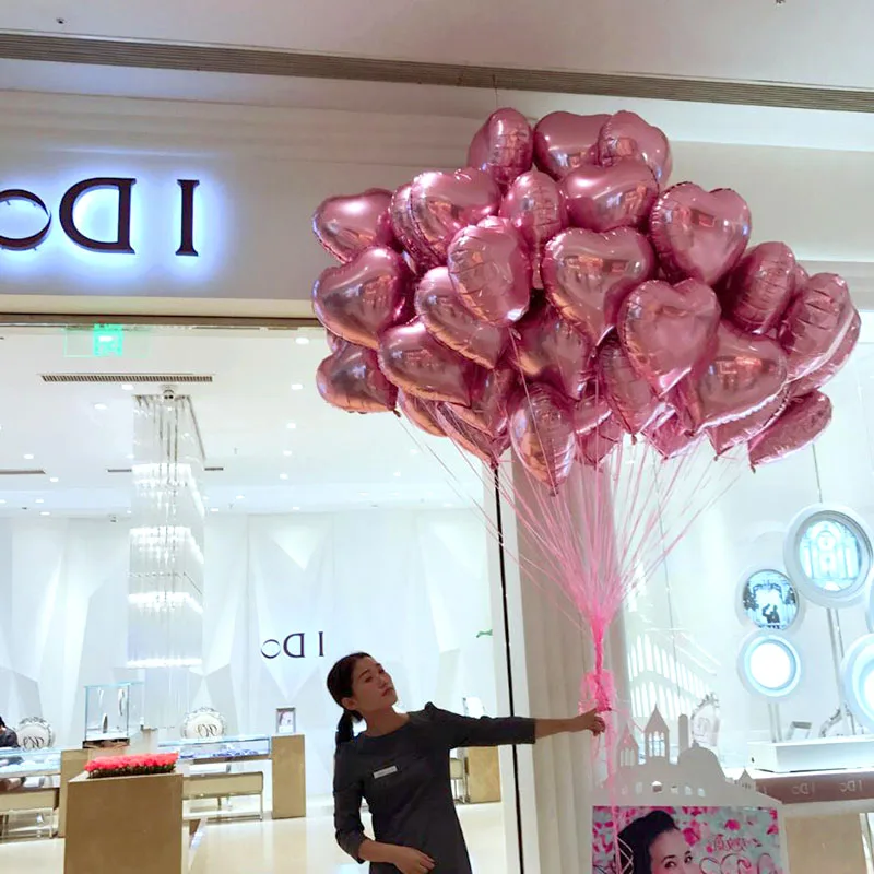 

Pearl Pink Heart Foil Balloons 30pcs/lot 18inch Love Helium Globos Wedding Birthday Party Decoration Marriage Supplies Orbs