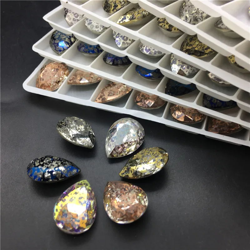 TopStone новый цвет хрустальная патина 10x14 мм 13x18 K9 стеклянная КАПЛЕВИДНАЯ
