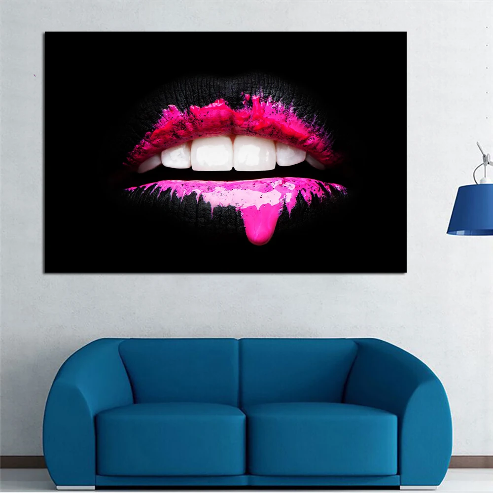 Розовые губы Современная декоративная роспись стены книги по искусству принт