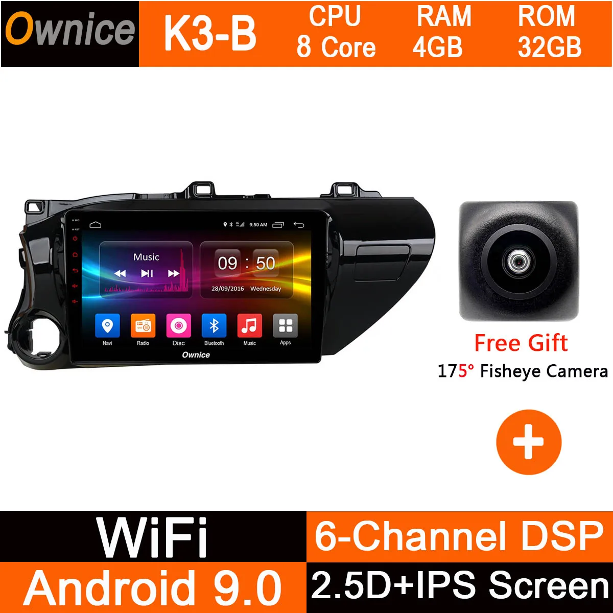10," ips 8 ядерный 4 Гб ram+ 32 Гб rom Android 9,0 автомобильный dvd-плеер gps радио для Toyota Hilux DSP CarPlay мультимедиа - Цвет: K3-B