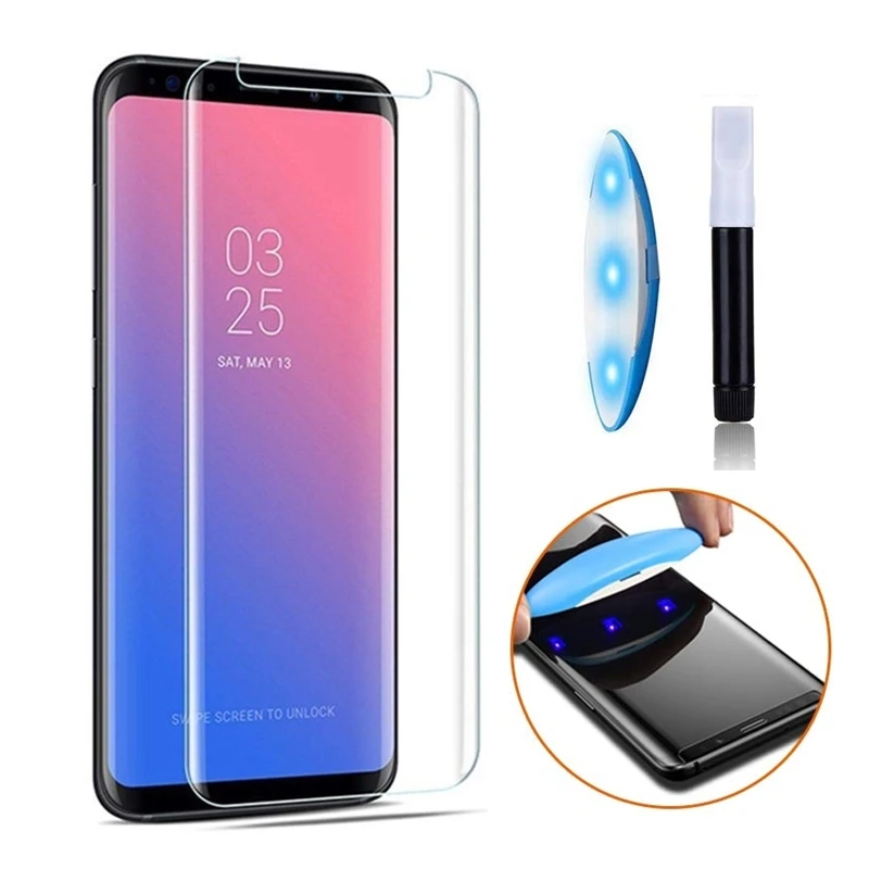 Ультрафиолетовый жидкий изогнутый полностью клеевой протектор экрана для Samsung