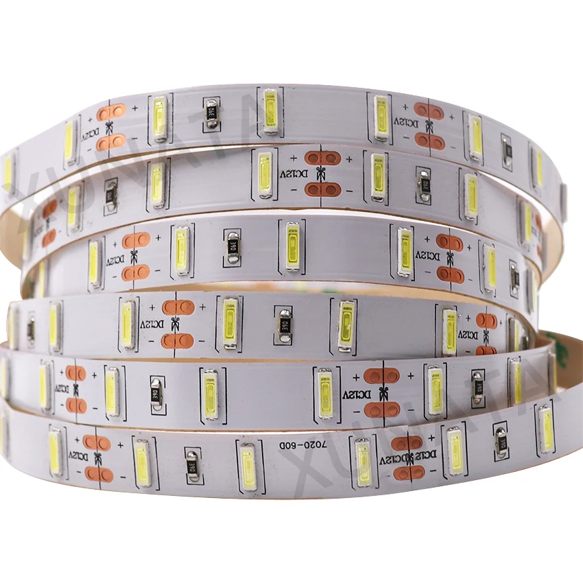 Ультраяркая Светодиодная лента 12 В постоянного тока 5 м 60 светодиодов s/M 7020 SMD