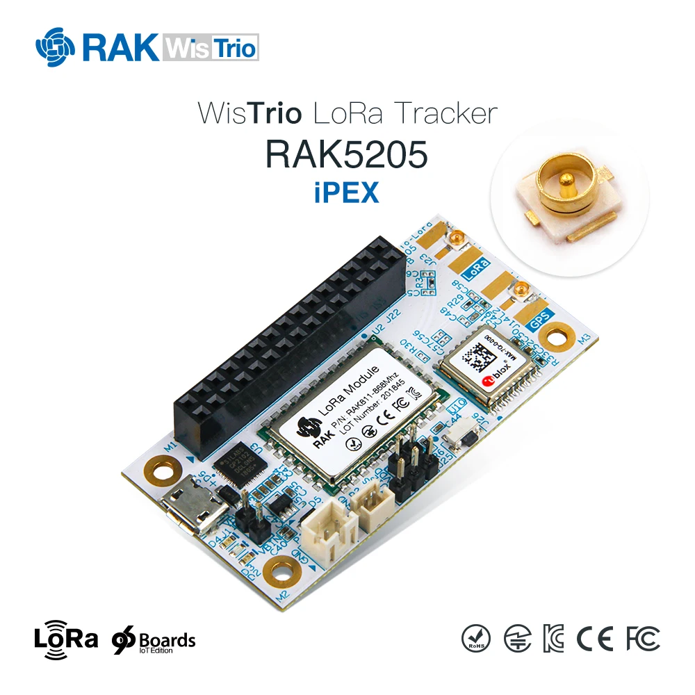 RAK5205 WisTrio LoRa модуль трекера SX1276 LoRaWAN модемная сенсорная плата интегрированный gps модуль с антенной LORA низкая мощность Q159