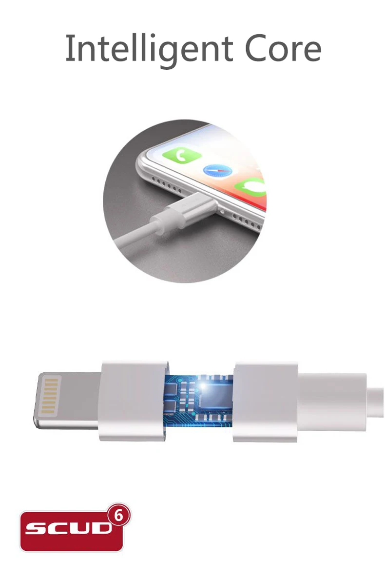 Scud USB charger cables fast charge mobile phone cables for iphone X 6 6S 7 7S 8 8S plus LED light 2A stable current USB cables