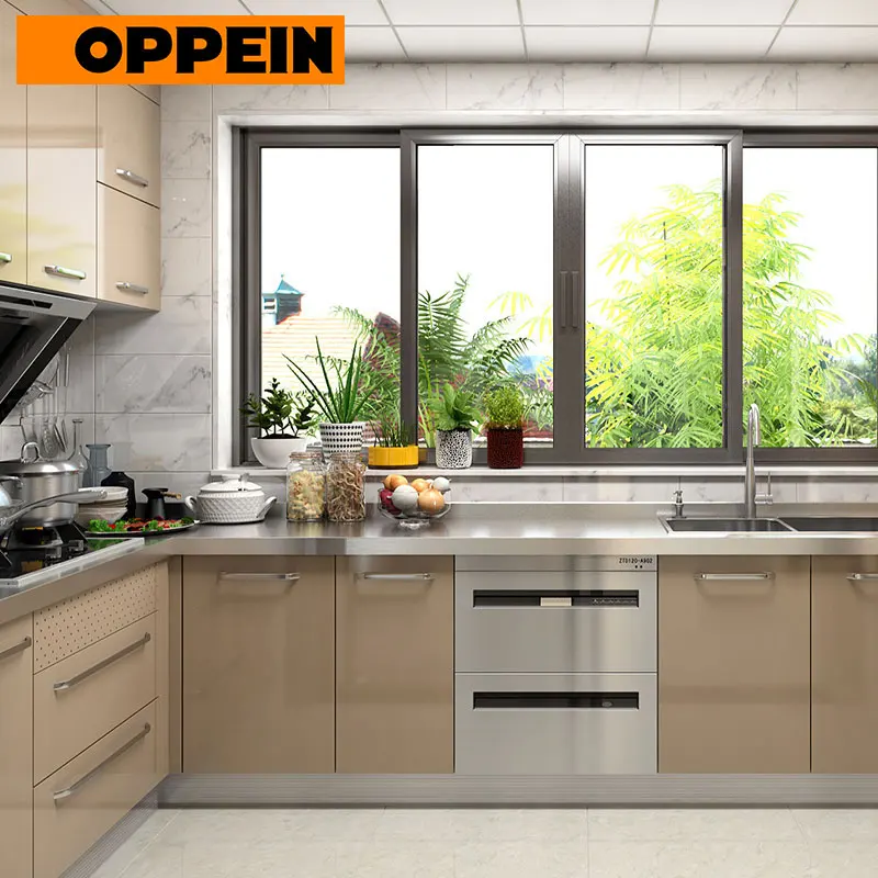 OPPEIN нержавеющая сталь современные кухонные шкафы для продажи (OP17 ST02)|Кухонные