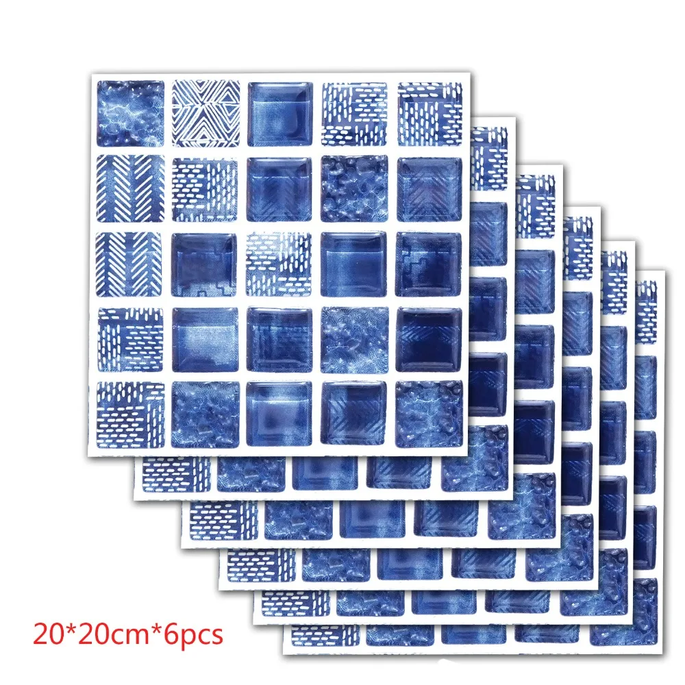 6 шт./лот плоская плитка с цветочным узором настенные наклейки на талию для кухни