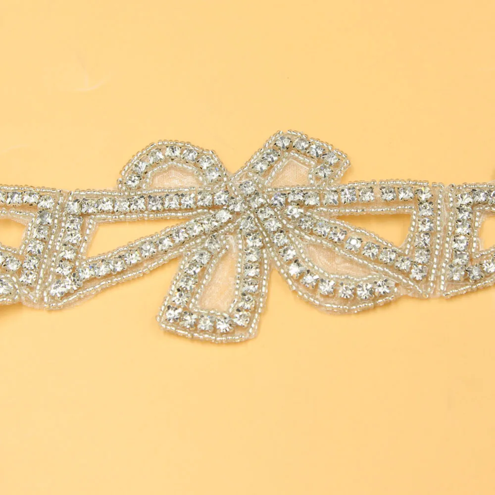 1 ярд 6 5 см ширина Бант горный хрусталь аппликация цветок бисером пояс повязка