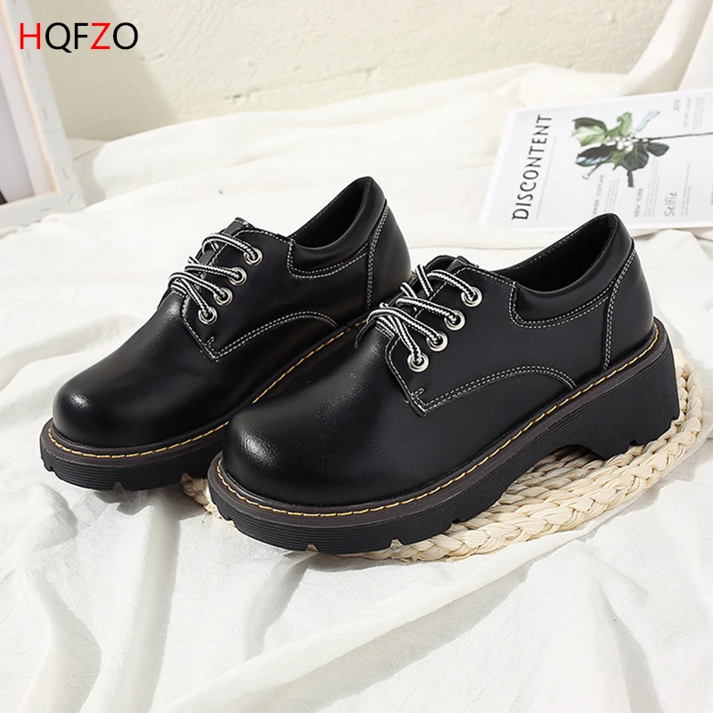 HQFZO Pantshoes/весенние женские туфли на платформе 6 см броги в британском стиле Туфли