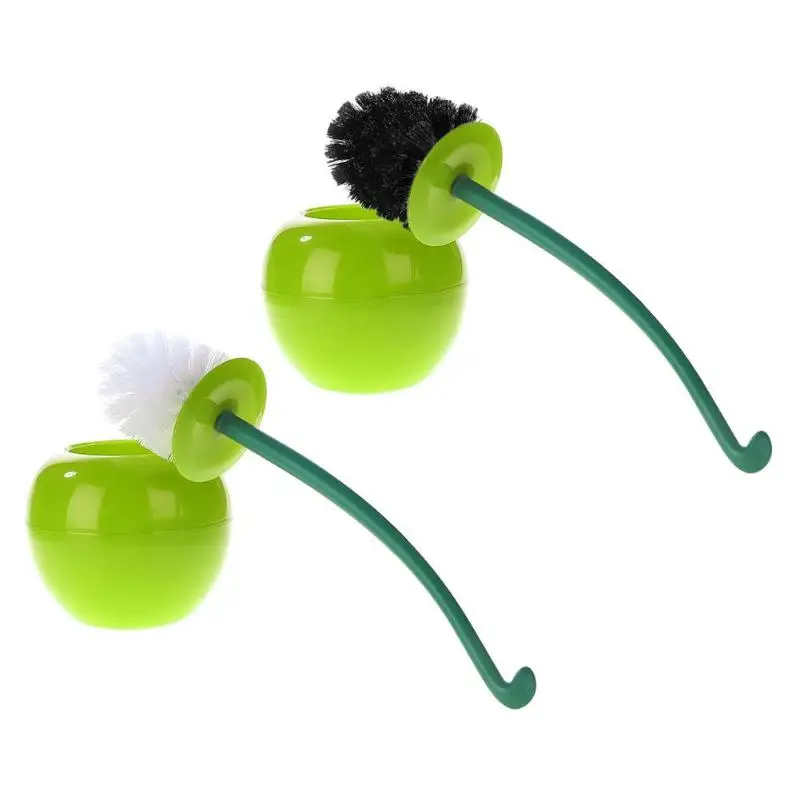 Вишневый Набор щеток для унитаза, Пластиковая Щетка Для Чистки унитаза и Набор держателей, противоскользящая ручка, щетка для туалета, инструмент для чистки ванной комнаты - Цвет: Зеленый
