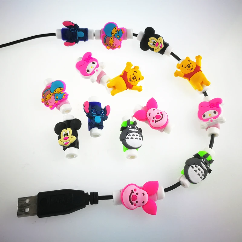 2 шт. большой размер мультфильм кабель Защитная крышка силиконовые рис