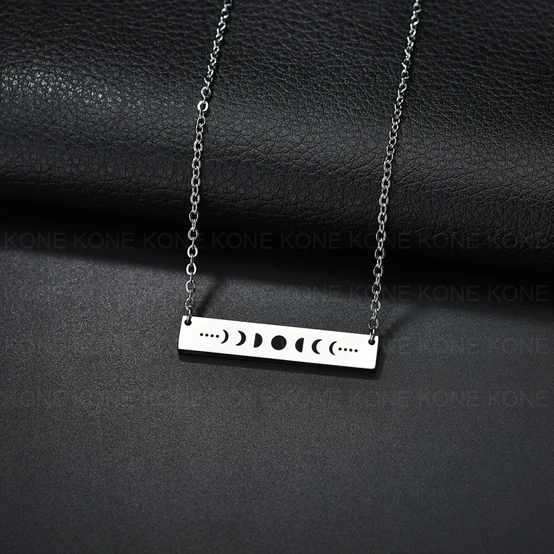 UZone Creative Stainless Steel Bar Pendant Necklace Punctuation Rectangle Chain For Women Hollow Jewelry Gift Mom | Украшения и