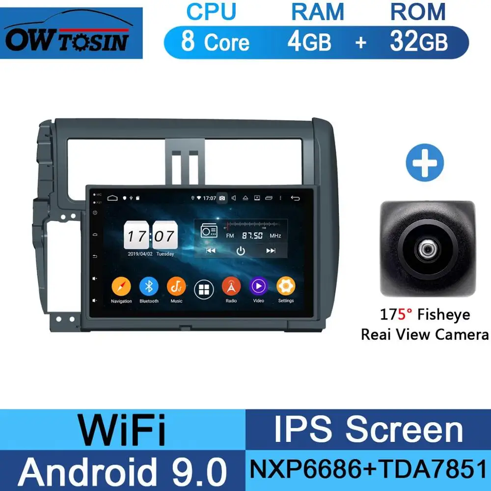 32G Fisheye Camera " ips Android 9,0 8 ядерный 4G+ 64G Автомобильный мультимедийный плеер для Toyota Prado 150 Land Cruiser J150 2009-2013 gps Радио CarPlay Parrot - Цвет: 32G Fisheye Camera