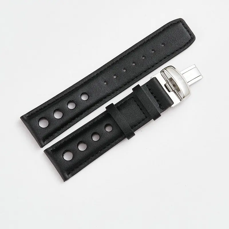 Плюс ремешок 20 мм из натуральной кожи Ремешки для наручных часов Tissot PRS516 T91 T044430A Бабочка Пряжка отверстие ремня вентилируемый ремешок для часов