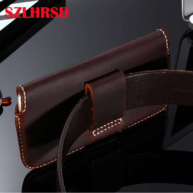 

for Huawei Y7 2019 Case Genuine Leather Holster Belt Clip for Huawei Y7 Prime 2018 Phone Cover Waist Bag Handmade Y7 Pro 2019