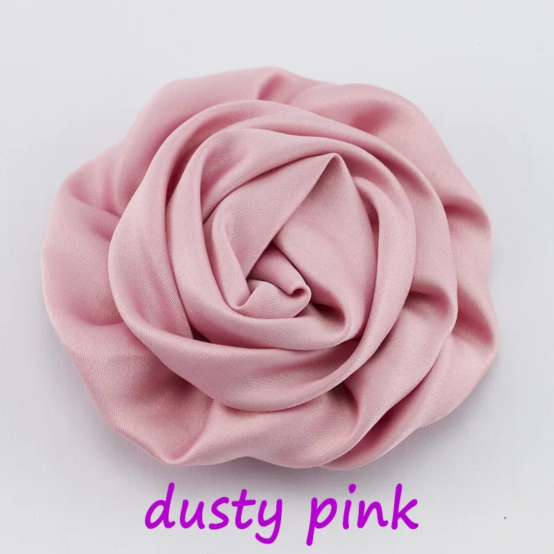 24pcs/lot Pink satin rose Hand rolled flowers matte flower hair accessories for girl headband | Детская одежда и обувь