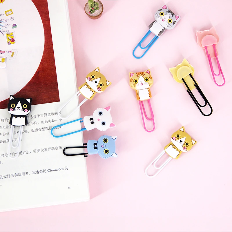 Sharkbang 9 шт./лот Kawaii винтажный ПВХ Кот сердце металлический силиконовый зажим для