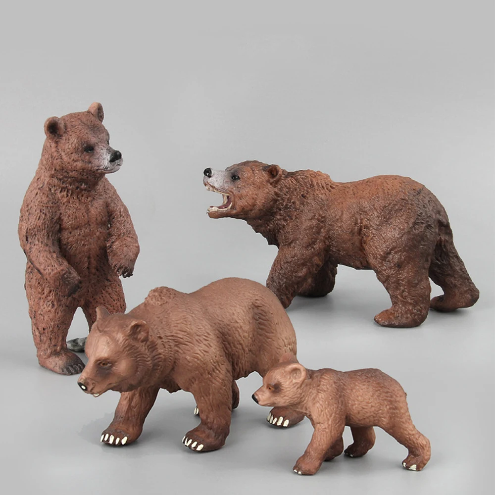 

2023 Simulation Wild Life Bears Toys Children Baby Kids Animal Action Figures Brown Bear Fun Toy Figures Home Decor Collection