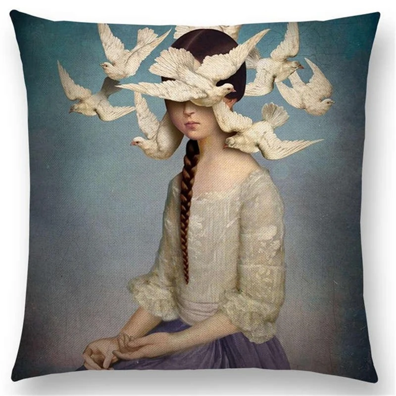 New Elegant Lady Cute Girl Cushion Cover Shakespeare Imagine Fantasy Oil Painting Dreamy Feeling Fable Fate Thorw Pillow Case | Дом и сад