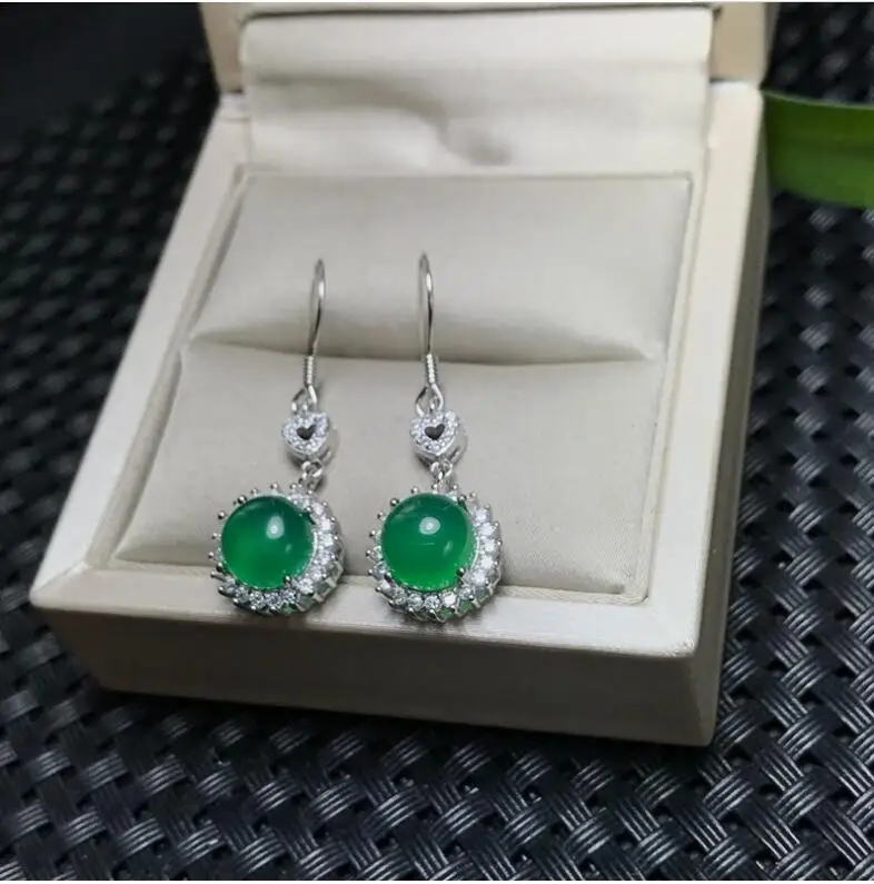Natural Chalcedony earring Free shipping Jewelry real 925 silver Earring | Украшения и аксессуары
