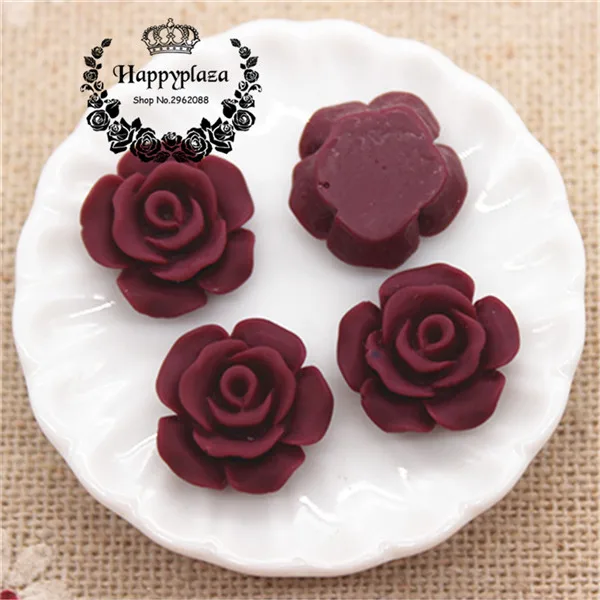 dark red 50pcs 50 шт смешанные цвета милые античные цветы из полимера, розы с плоским основанием Кабошон DIY Ювелирные изделия/Ремесло Скрапбукинг, 13 мм - Цвет: dark red 50pcs