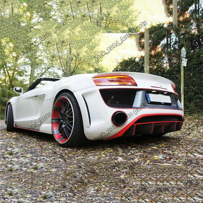 Черный Неокрашенный диффузор губа на задний бампер спойлер Подходит для Audi R8 Coupe