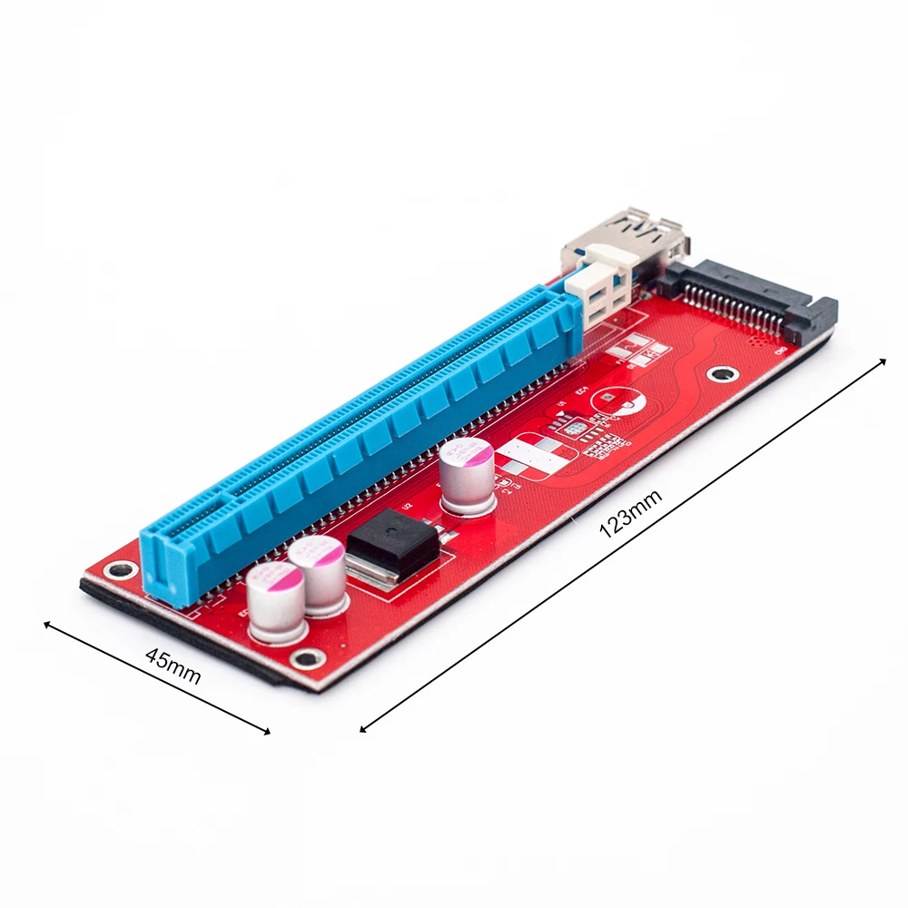 10 шт. Новинка красный VER007S PCI Express Riser Card 1x до 16x E extender 60 см USB 3 0 кабель 15Pin SATA для BTC