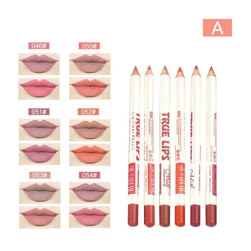 A 6pcs Menow Макияж для губ, подводка для губ, макияж набор матовый карандаш для губ Водонепроницаемый стойкая Косметика Профессиональная кисточка, которая помогает равномерно наносить блеск для губ набор для макияжа бровей, 12/6 шт - Цвет: A 6pcs