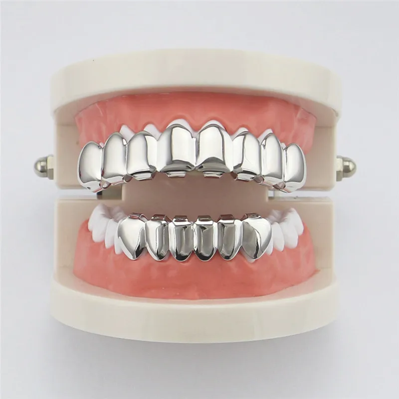 Хип-хоп ЗУБЫ Grillz Топ снизу золотые грили стоматологические Хэллоуин вампирский зуб шапки Косплей Рэппер рот ювелирные изделия вечерние XHYT1014-G