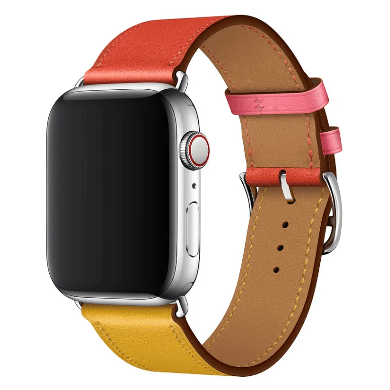 Ремешок для часов из натуральной кожи 38/42/40/44 мм цветной браслет Apple Watch Series 4 3 2