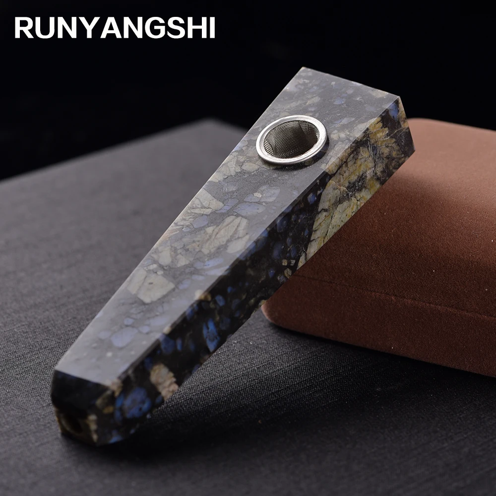 Runyangshi 1 шт. синие янтарные камни Кварцевая труба натуральные кристаллический