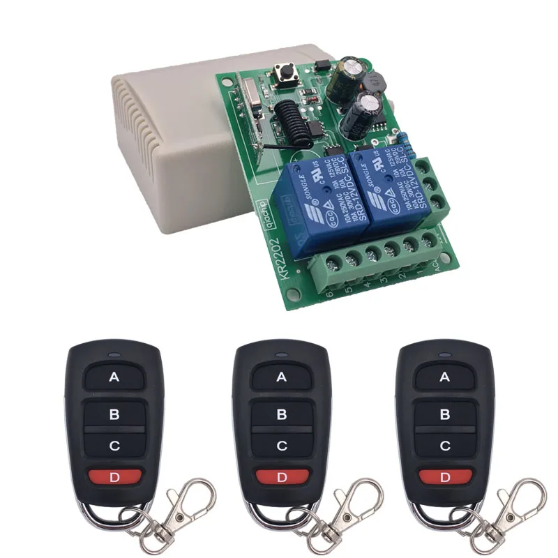 1RC 3B AC85~ 250 В 10A 2CH переключатель дистанционного управления беспроводной приемник релейный модуль для rf 433 МГц Дистанционное освещение гаража Электрический дверной переключатель - Цвет: 1RC 3B