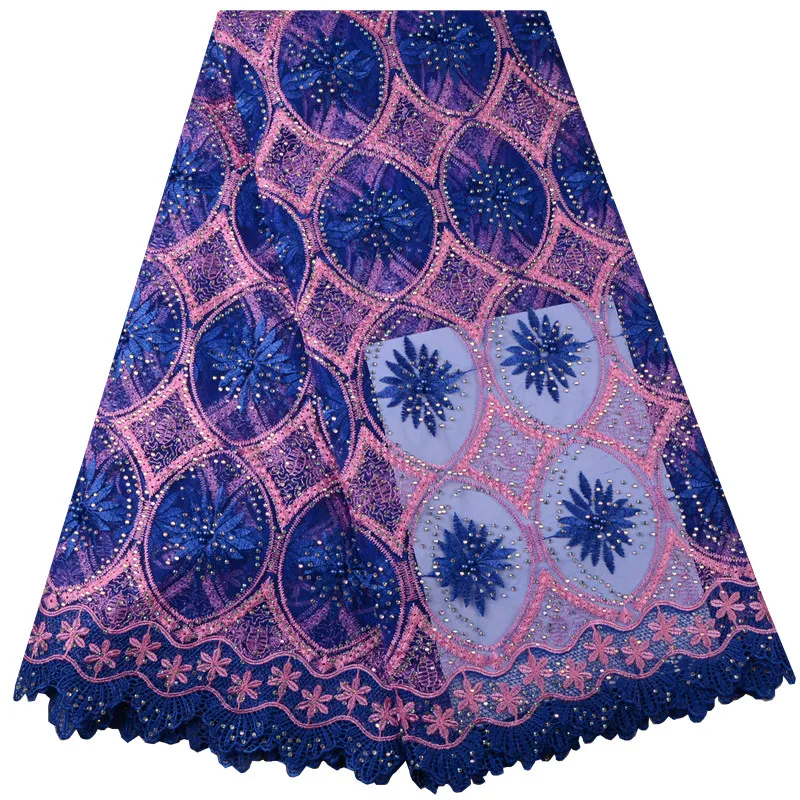 

Purple African Laces Fabric Embroidered African Guipure French Lace Fabric With Stones 2018 African French Net Lace Fabric 952B