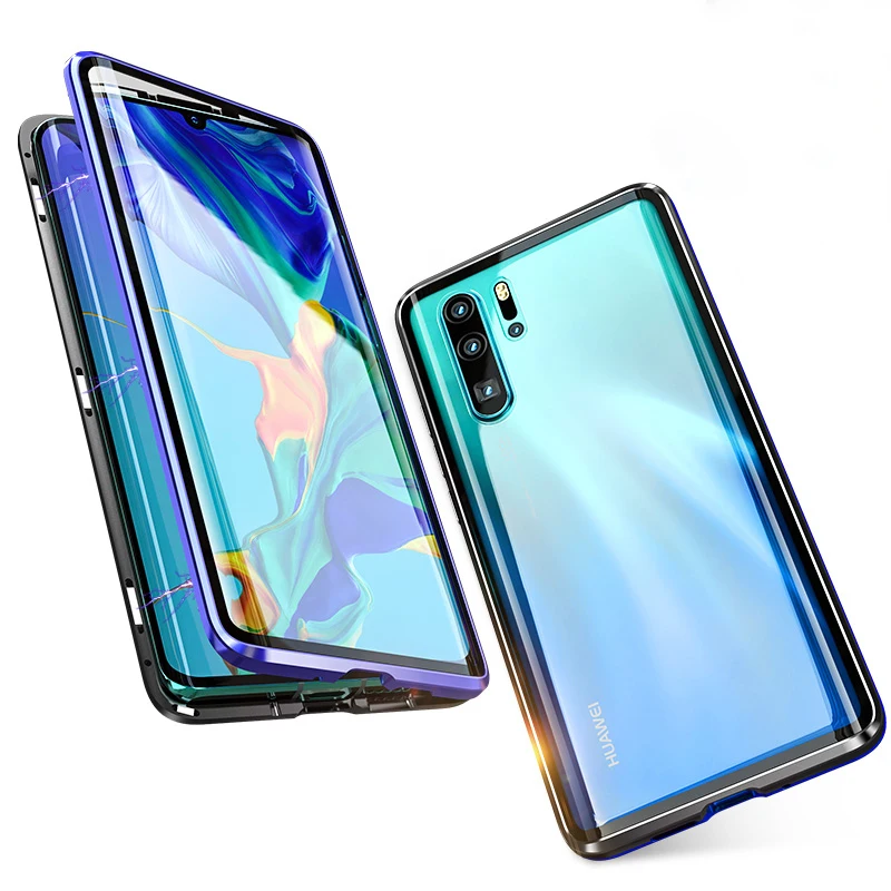 Передний и задний двухсторонний стеклянный Магнитный чехол для Huawei P30 Pro P20 360