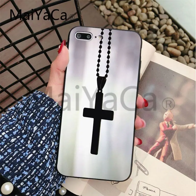 Роскошный мягкий черный чехол для телефона MaiYaCa Christian Jesus The Cross Apple iphone 5 5s 5c SE и 6 6s 7