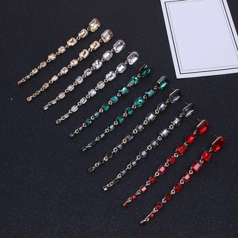 JOUVAL из разноцветного прозрачного Стразы длинные висячие серьги для женщин